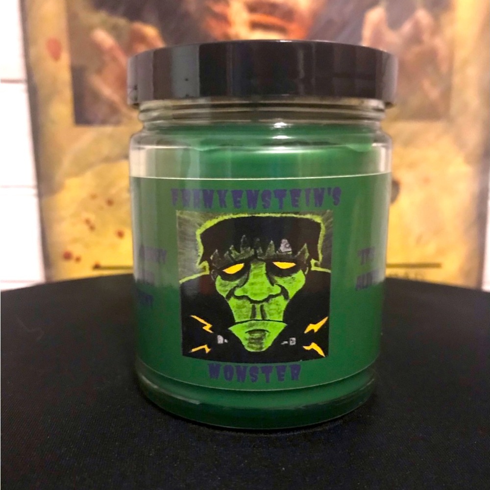 Halloween 9 Ounce Candle Of Frankenstein’s Monster. Handmade. Horror. Halloween.